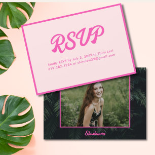 Carte RSVP Bat mitzvah rose néon tropical