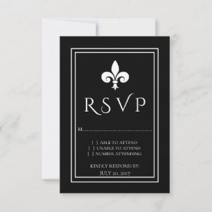 Carte RSVP Black Fleur de Lis Wedding
