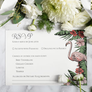 Carte RSVP blanche Mariage tropical