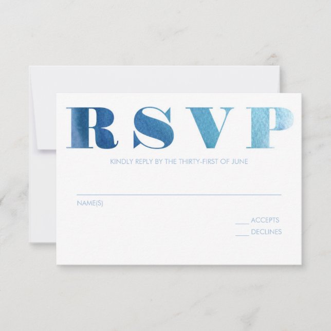 Carte RSVP bleu aquarelle (Devant)