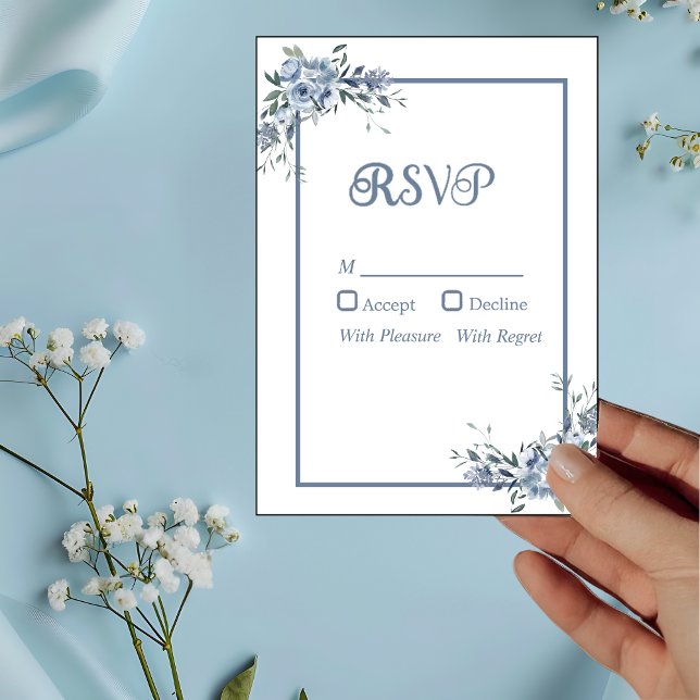 Carte RSVP bleu bleu bleu moderne (Créateur téléchargé)
