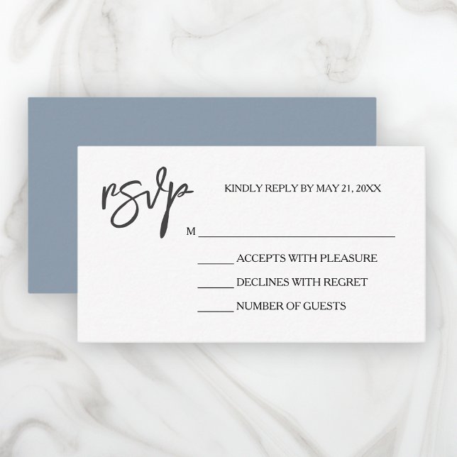 Carte RSVP bleu bleu foncé moderne (Elegant Wedding RSVP Cards with Multiple Size Options.)