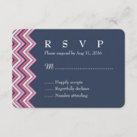 Carte RSVP bleu et rose marine pour Mariage
