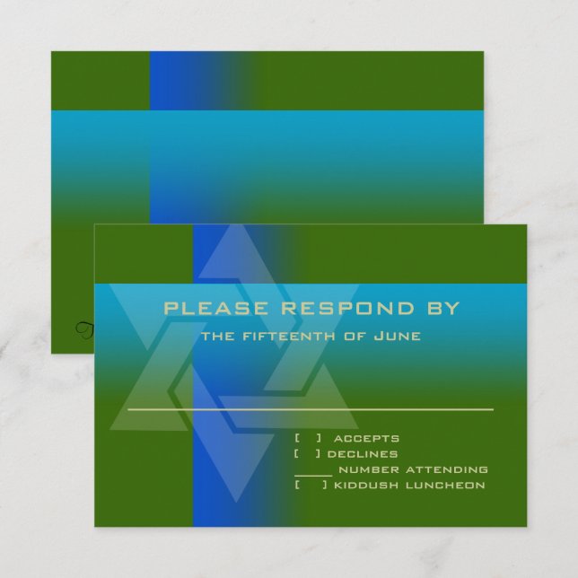 Carte RSVP bleu et turquoise sur n'importe quelle  (Devant / Derrière)