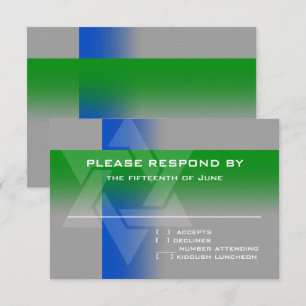 Carte RSVP bleu et vert sur n'importe quelle coule