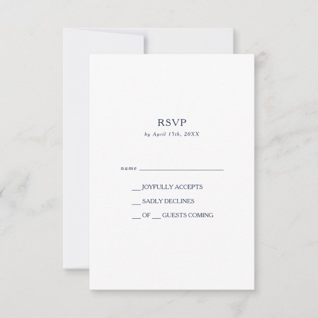 Carte RSVP bleu marine minimaliste classique (Devant)