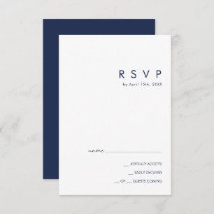 Carte RSVP bleu marine minimaliste moderne