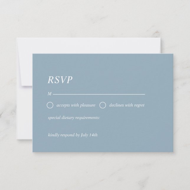 Carte RSVP bleu poussiéreux simple (Devant)
