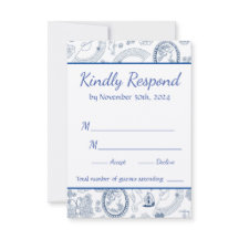 Carte RSVP bleu Vintage Romance