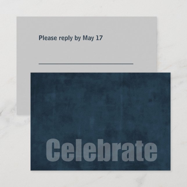 Carte RSVP Bleue Grunge Bar Mitzvah (Devant / Derrière)