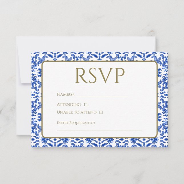 Carte RSVP bleue italienne traditionnelle (Devant)