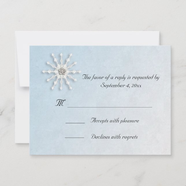 Carte RSVP bleue Snowflon (Devant)