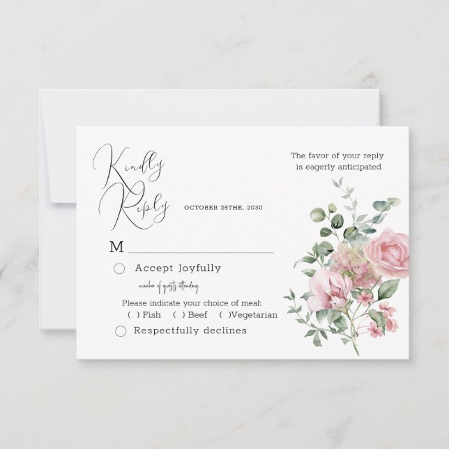 Carte RSVP Bloom Blush Peony Wedding (Devant)