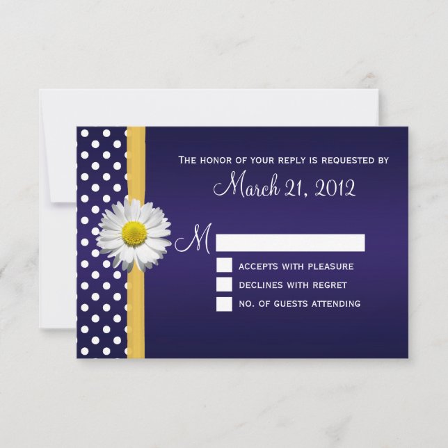 Carte RSVP Blue and Yellow Daisy (Devant)