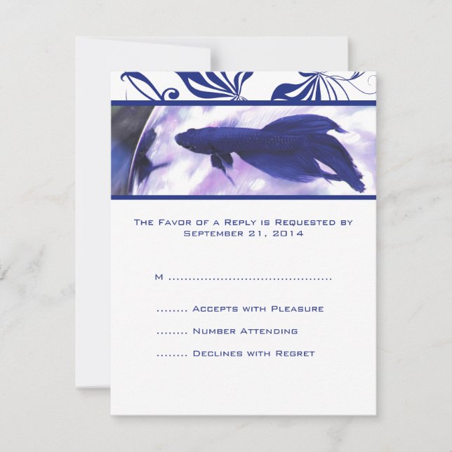 Carte RSVP Blue Betta Fish Wedding (Devant)