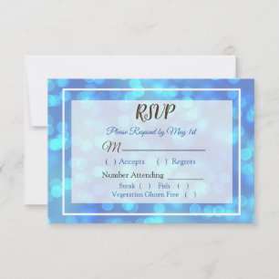Carte RSVP Blue Bokeh Wedding