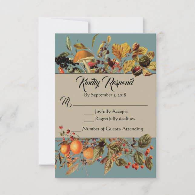 Carte RSVP Blue Fall Foliing (Devant)