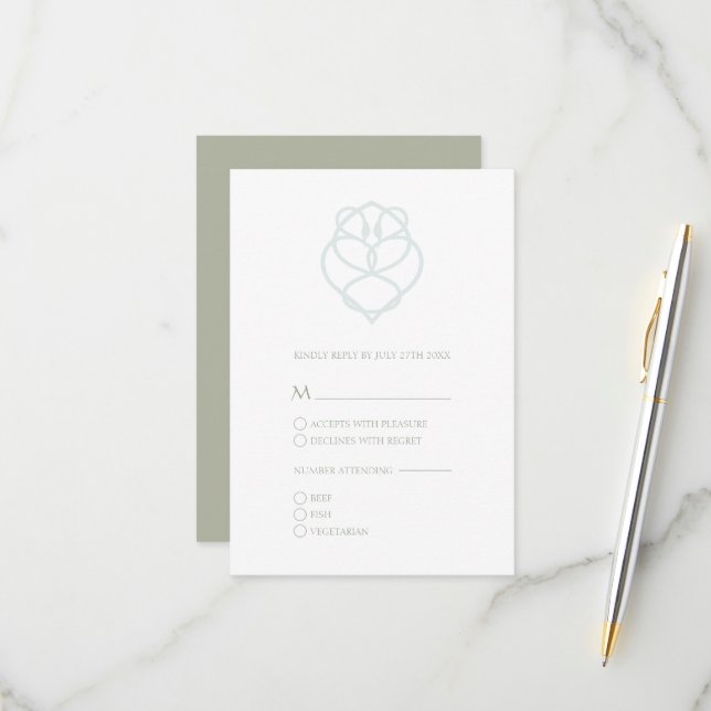 Carte RSVP Blue Irish Celtic Swan Love Knot Weddin (Devant/Arrière en situation)