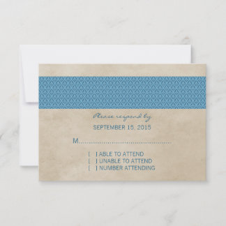 Carte RSVP Blue Rustic Damask