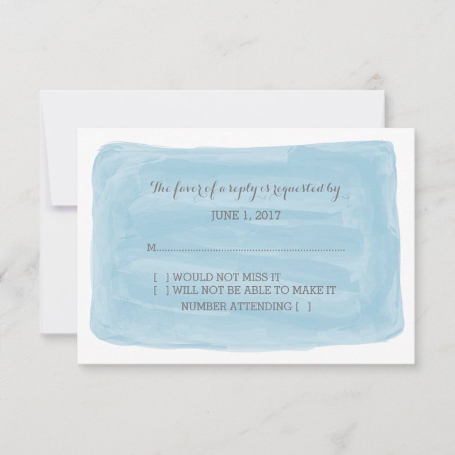 Carte RSVP Blue Watercolor (Devant)