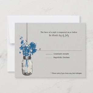 Carte RSVP Blue Wild Flowers & Mason Jar