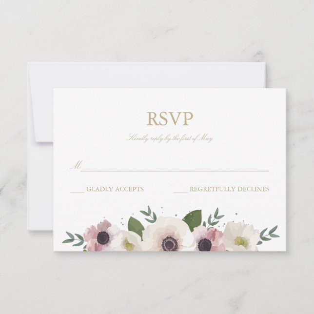 Carte RSVP Blush Anemone Bouquet (Devant)