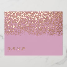 Carte RSVP Blush et Rose Gold Foil Wedding
