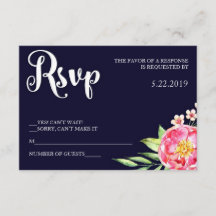 Carte RSVP Blush Navy