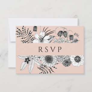 Carte RSVP Blush Pink Floral Meal Choice Wedice