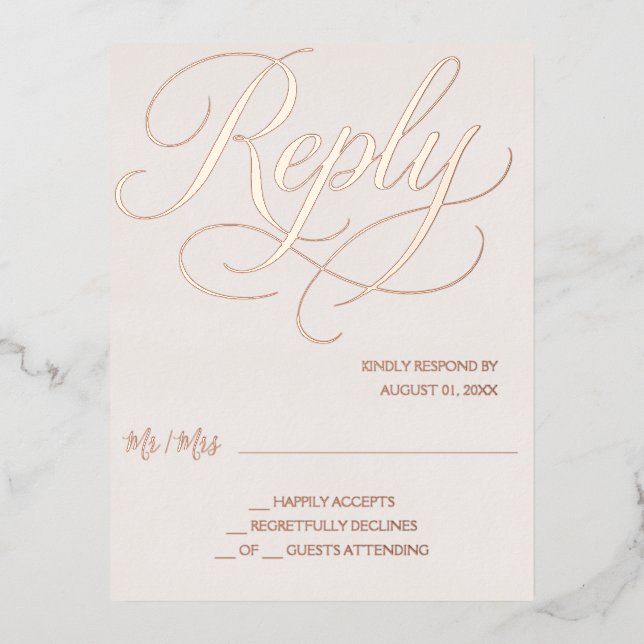 Carte RSVP Blush rose Gold Foil (Recto)
