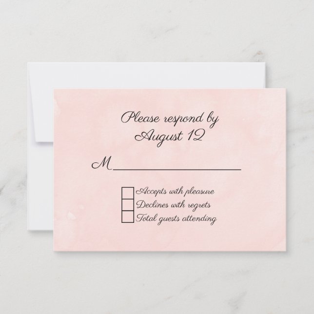 Carte RSVP Blush Watercolor Wedding (Devant)
