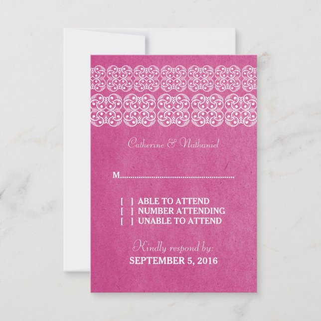 Carte RSVP Bohème moderne rose (Devant)