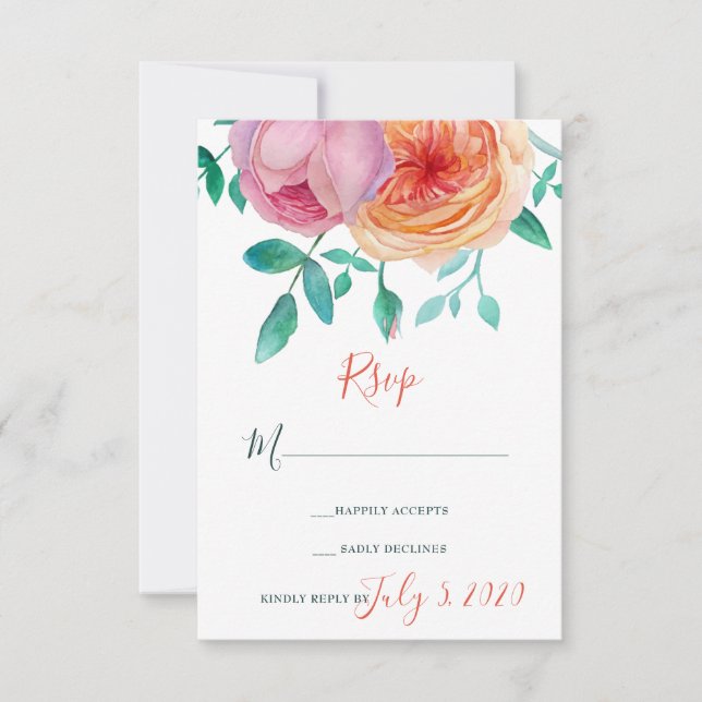 Carte RSVP Bohemian Bold Floral Wedal Wedding (Devant)