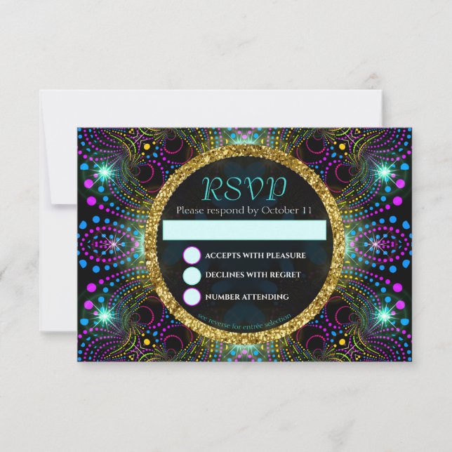Carte RSVP Bohemian Princess Jolie Bat mitzvah (Devant)