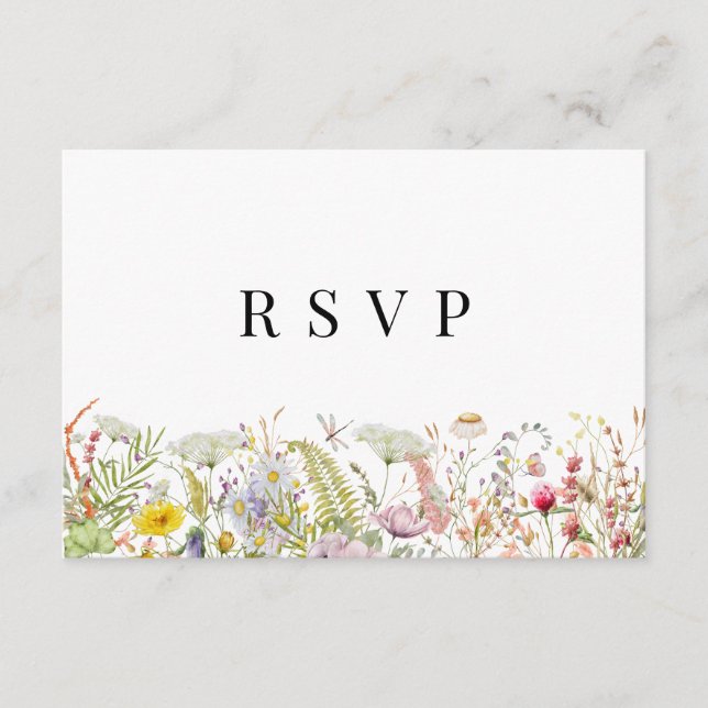 Carte RSVP Boho Beige Fleur sauvage Printemps été (Devant)