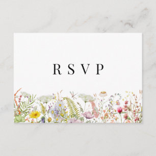 Carte RSVP Boho Beige Fleur sauvage Printemps été