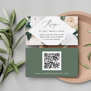Carte RSVP Boho Blooms Mariage QR Code