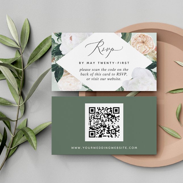 Carte RSVP Boho Blooms Mariage QR Code (Créateur téléchargé)