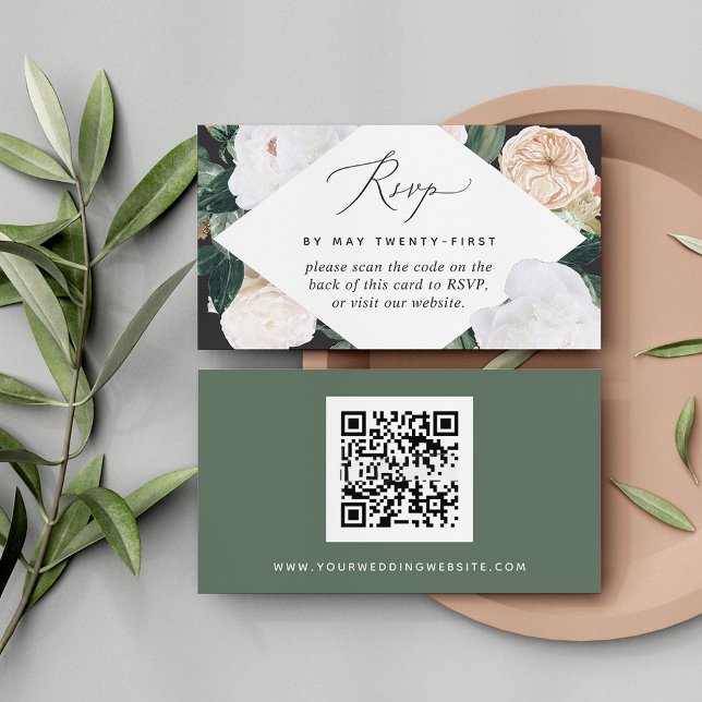 Carte RSVP Boho Blooms Mariage QR Code (Créateur téléchargé)