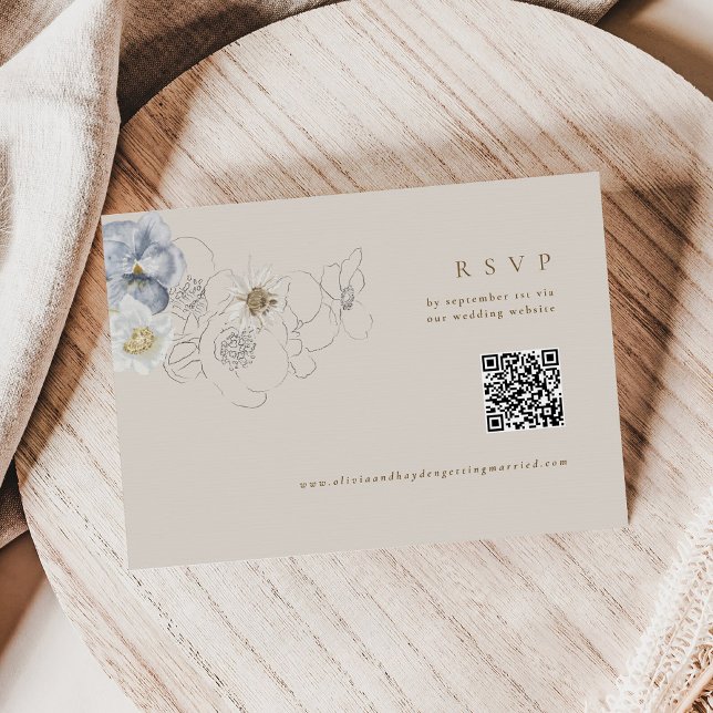 Carte RSVP Boho Botanical Wedding avec code QR (Créateur téléchargé)