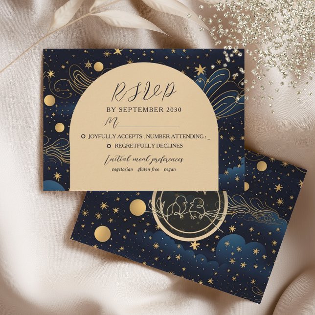 Carte RSVP Boho Celestial Night Wedding (Créateur téléchargé)