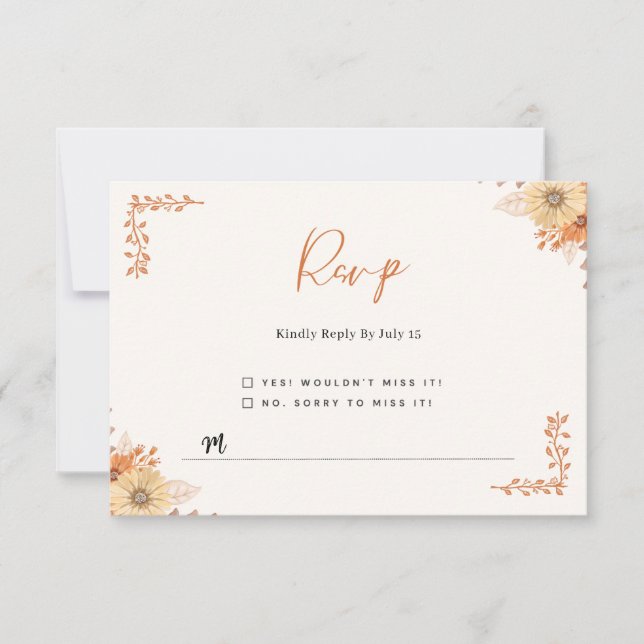 Carte RSVP Boho Chic Floral Wedding (Devant)