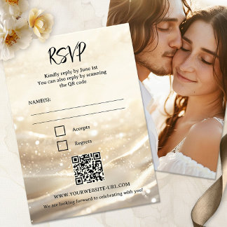 Carte RSVP Boho Chic Sparkling Gold Wedding