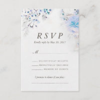 Carte RSVP Boho Fleur Bleu clair Aquarelle fraîche