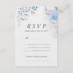 Carte RSVP Boho Fleur Bleu clair Aquarelle fraîche