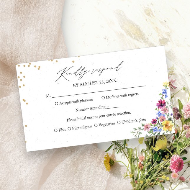 Carte RSVP Boho Fleur sauvage Wedding (Créateur téléchargé)