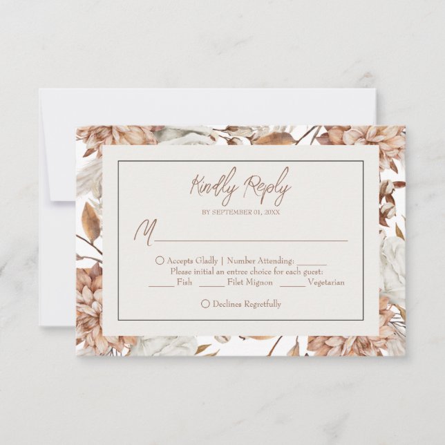Carte RSVP Boho Neutral Aquarelle Pampas Mariage (Devant)