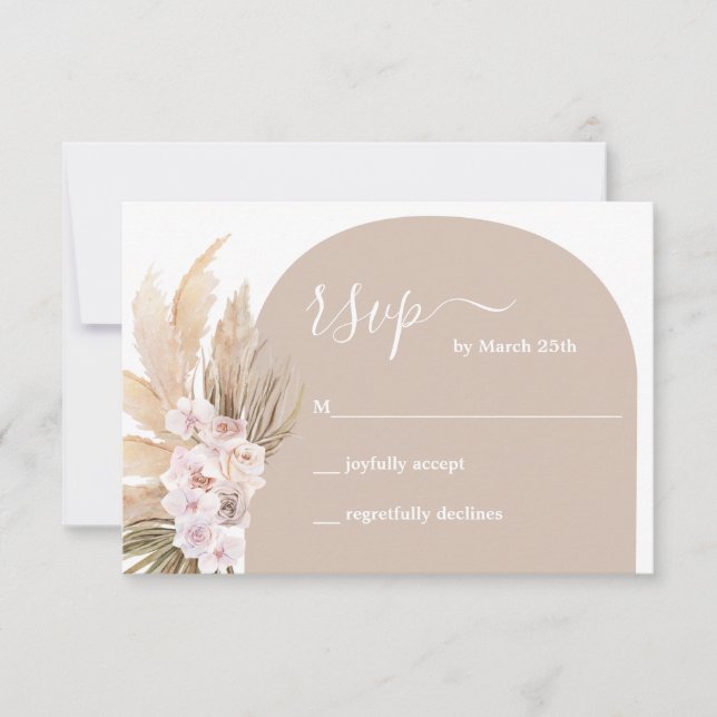 Carte RSVP Boho Pampas Grass Arche (Devant)