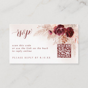 Carte RSVP Boho Pampas Grass Mariage QR Code