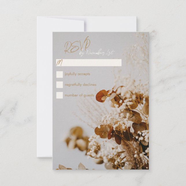 Carte RSVP Boho Rustic Rustic Dried Floral Wedding (Devant)